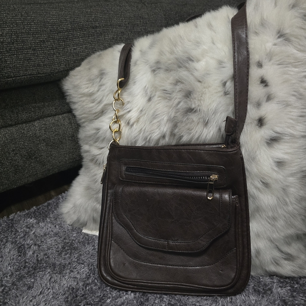Saddle bag purse medium scale brown